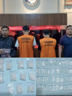 Polrestabes Surabaya Amankan Dua Pengedar dengan Sabu 200 Gram Lebih 