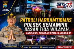 Patroli Harkamtibmas Polsek Semampir Sasar Tiga Wilayah, Antisipasi Tawuran Remaja hingga 3C