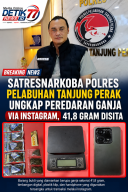 Satresnarkoba Polres Pelabuhan Tanjung Perak Ungkap Peredaran Ganja via Instagram, 41,8 Gram Disita