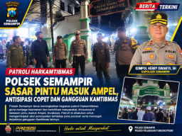 Patroli Harkamtibmas Polsek Semampir Sasar Pintu Masuk Ampel, Antisipasi Copet dan Gangguan Kamtibmas