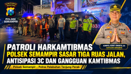 Patroli Harkamtibmas Polsek Semampir Sasar Tiga Ruas Jalan, Antisipasi 3C dan Gangguan Kamtibmas