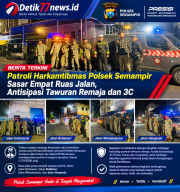 Patroli Harkamtibmas Polsek Semampir Sasar Empat Ruas Jalan, Antisipasi Tawuran Remaja dan 3C