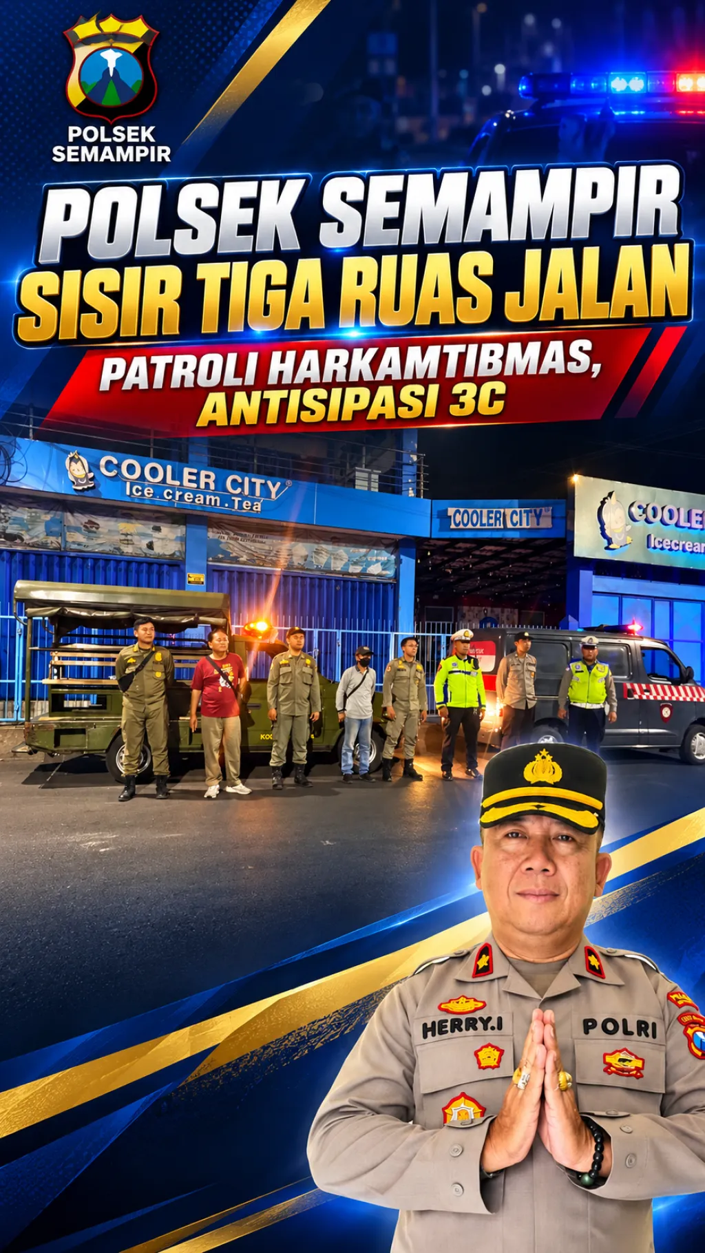 Polsek Semampir Sisir Tiga Ruas Jalan Lewat Patroli Harkamtibmas, Antisipasi 3C