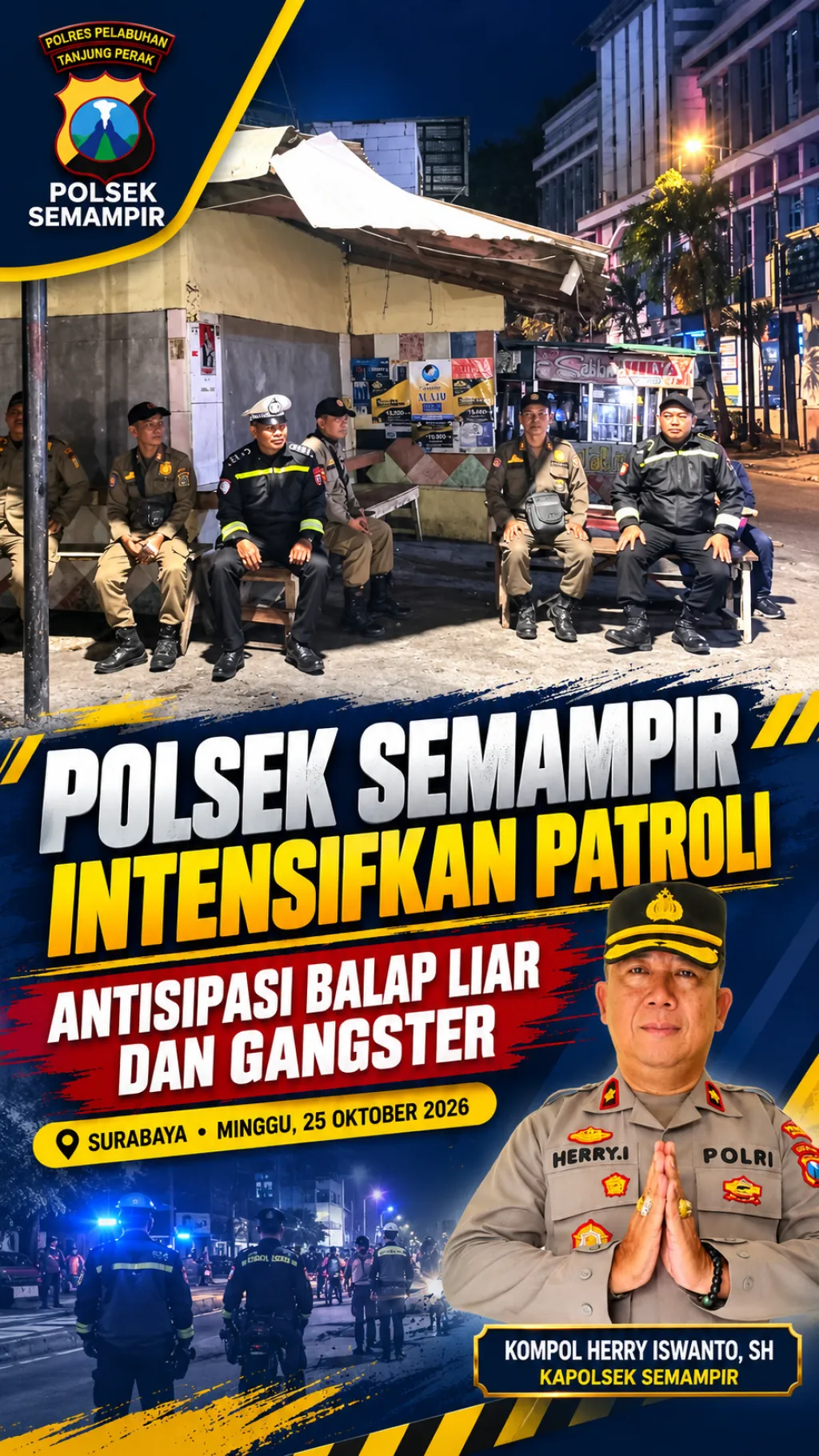 Polsek Semampir Intensifkan Patroli, Antisipasi Balap Liar dan Gangster