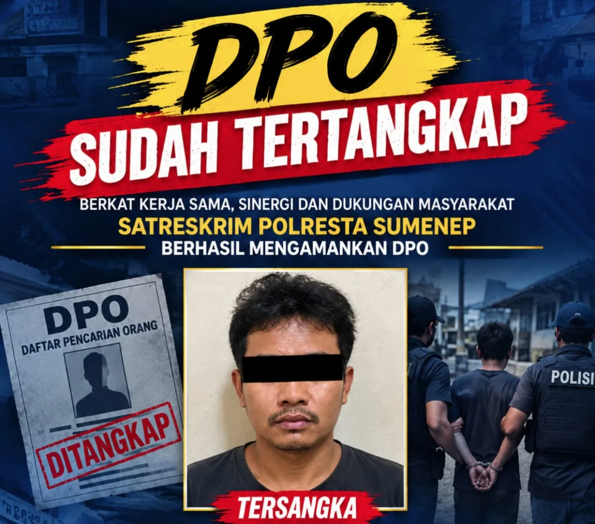 Polresta Sumenep Tangkap Tersangka Penipuan dan Penggelapan Rp200 Juta yang Sempat Masuk DPO
